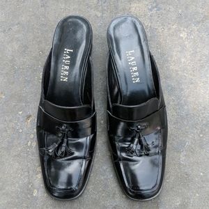 Ralph Lauren black leather, classic mules